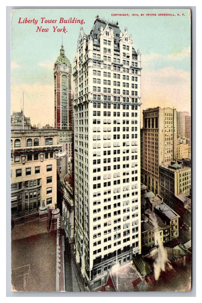 New York City NY Liberty Tower Building Aerial View Divided Back Postcard