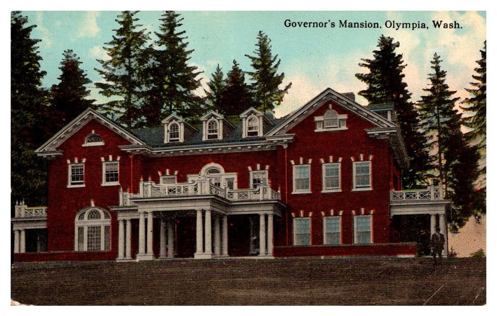 1913 Front Lawn View Governors Mansion Olympia Washington Vintage Postcard