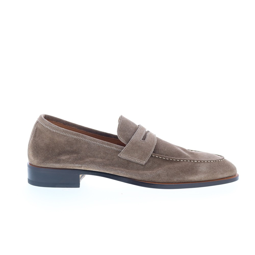 Di Bianco GBF316 Mens Brown Suede Slip On Loafers & Slip Ons Penny Shoes 9