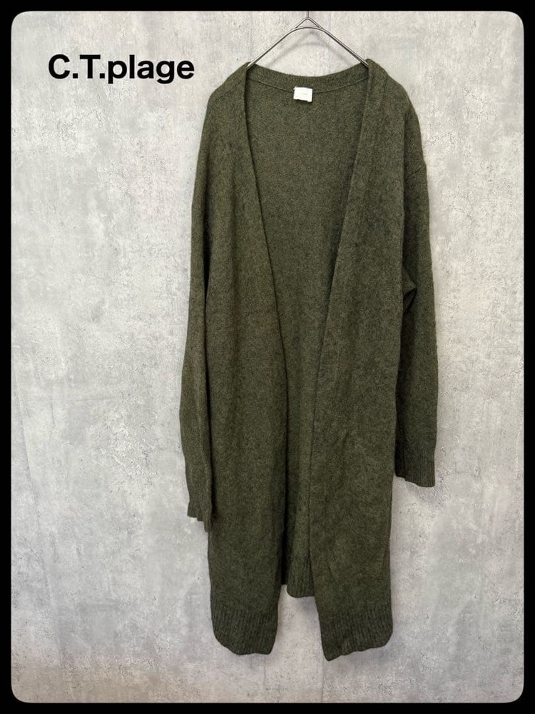 C.T.plage Long Cardigan Outerwear Khaki Size 38