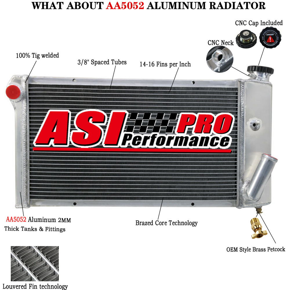 1971-77 Chevy Vega & 1975-76 Pontiac Astre 4-Row Aluminum Radiator for 2.3L L4 Engine