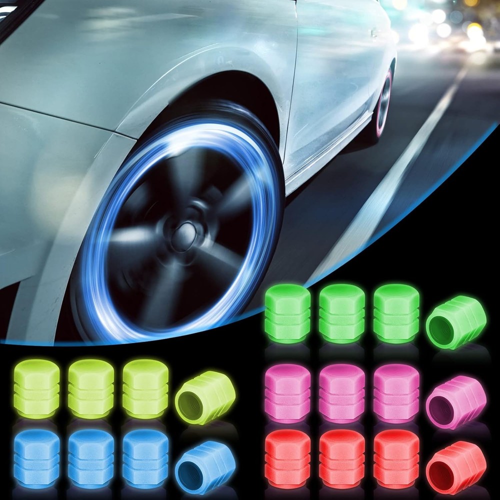 20 Pcs Glow in The Dark Tire Valve Caps Fluorescent Valve Stem Caps Universal Ca