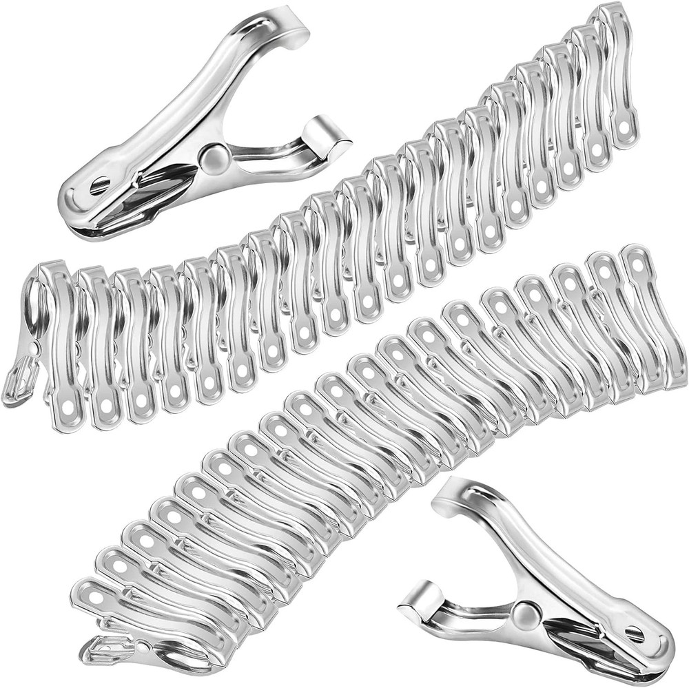 40 PCS Garden Clips, Greenhouse Clamps Made of Stainless 2Inches, Silver