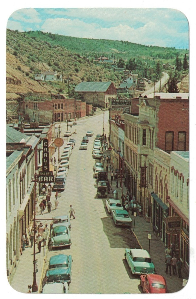 Vintage 1950'S Main Street View Cool Cars Central City Colorado Postcard
