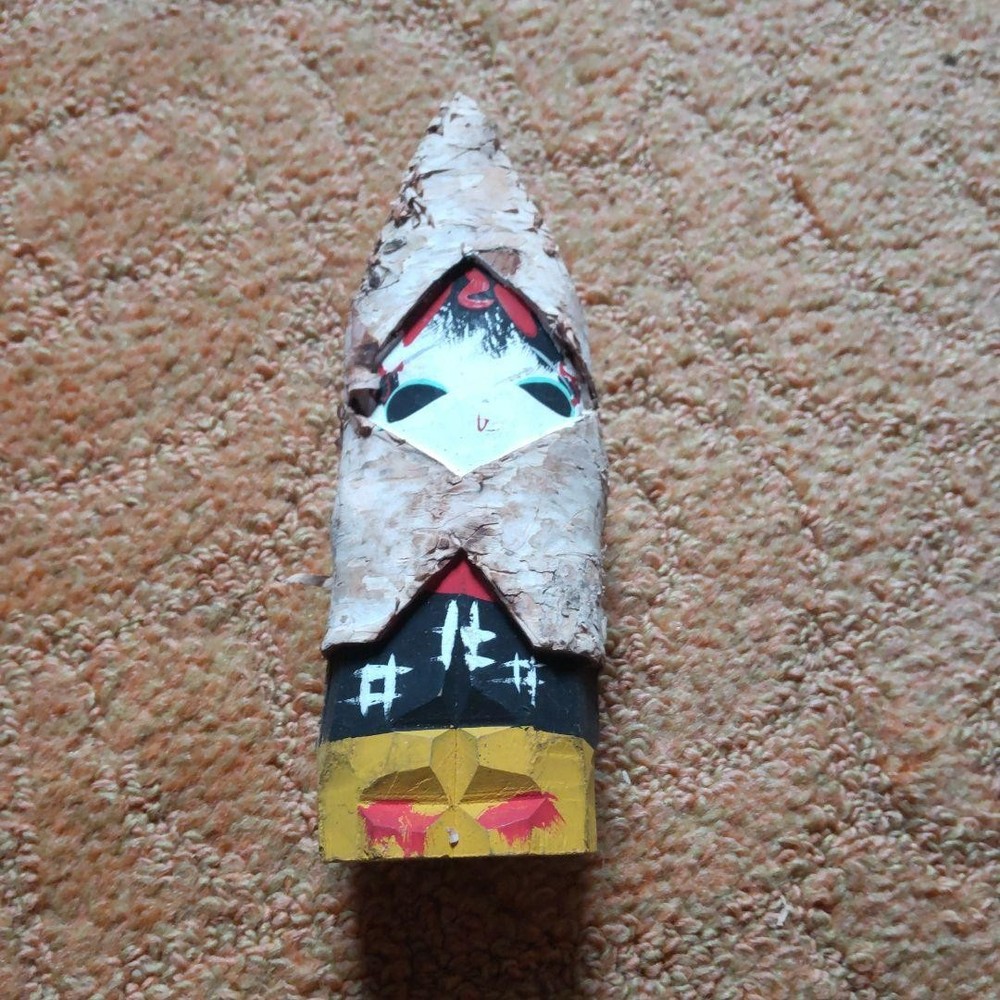 Kokeshi Handmade Wooden Doll Traditional Japanese Craft 15cm Multicolor