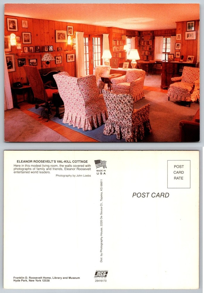 Eleanor Roosevelt Val-Kill Cottage Hyde Park NY Living Room Postcard