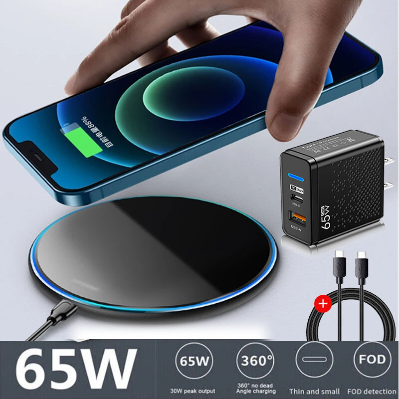 65W Wireless Charger Fast Charge Pad For Samsung Galaxy S24 FE S23 S22 S21 Ultra