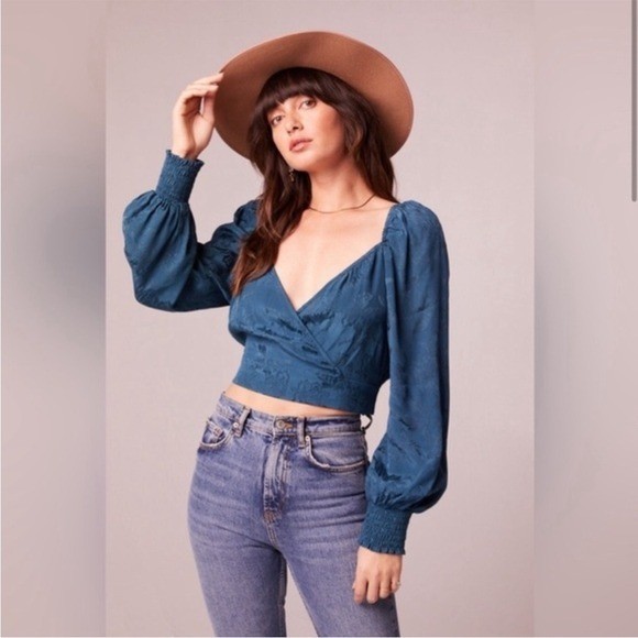 BOG Band Of The Free CAMILLE DEEP TEAL CROSSOVER CROP TOP medium NWT