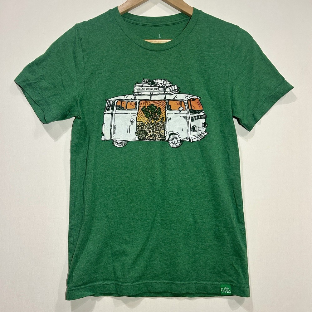 Wild Tribute Joshua Tree National Park T-Shirt Green VW Bus Van Graphic Men’s S