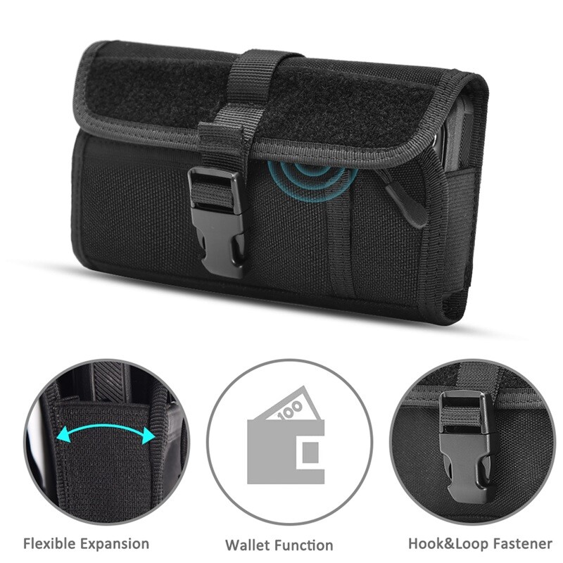 Horizontal Phone Belt Clip Holster with Card Holder & Wallet Case