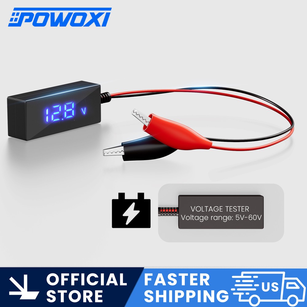 POWOXI Portable Battery Tester Universal Battery Checker for 5V-60V Batteries