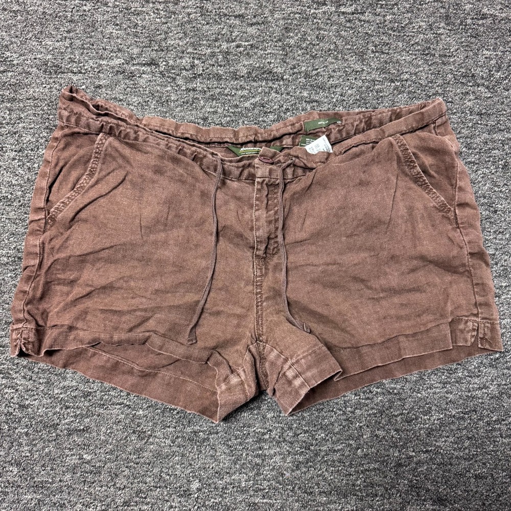Vintage Eddie Bauer LINEN Safari Comfort Travel Shorts Womens Sz 12 Brown