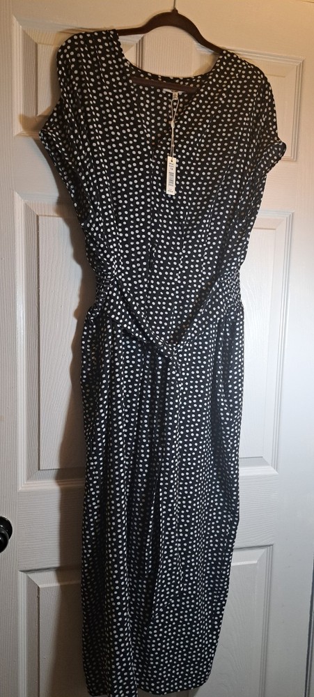 Brand New Never Worn MaxStudio Crossover Jumpsuit Black w/white polka dots (1X)