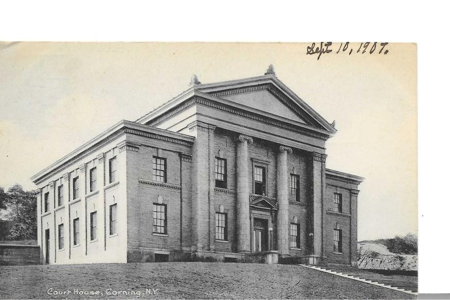 Vintage Undivided Postcard Court House Corning NY PM 1907 007021