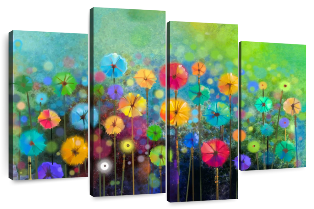 Rainbow Flowers Wall Art
