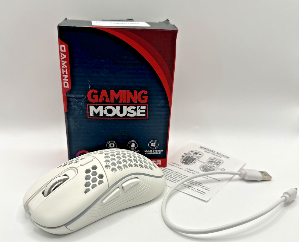 Lightweight Wireless RGB Gaming Mouse with Honeycomb Design and USB Rechargeable Battery