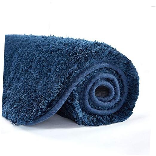 Non-Slip Navy Bath Mat 16x24 Water Absorbent Bathroom Rug