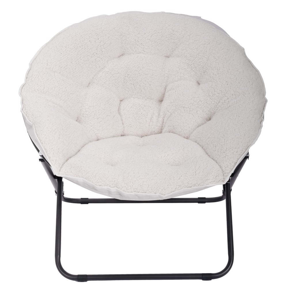 Mainstays White Faux Shearling Saucer Chair for Kids Teens
