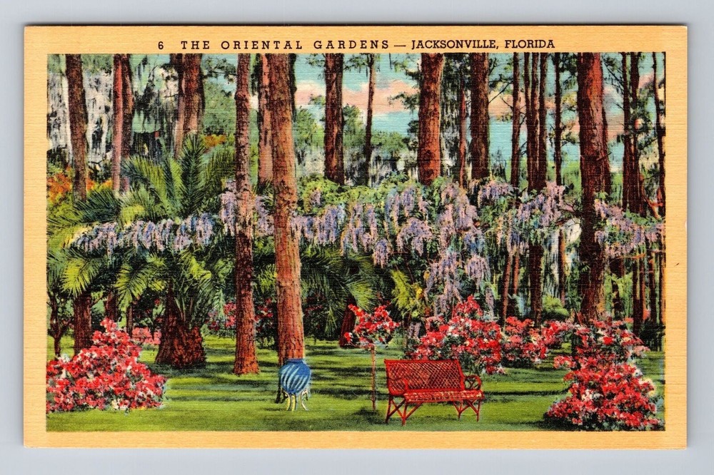 Jacksonville FL-Florida, The Oriental Gardens, Antique, Vintage Postcard