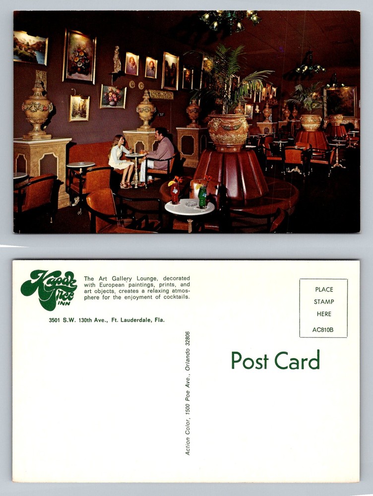 Fort Lauderdale, FL-Florida, Kapok Tree Inn Art Gallery Lounge Vintage Postcard
