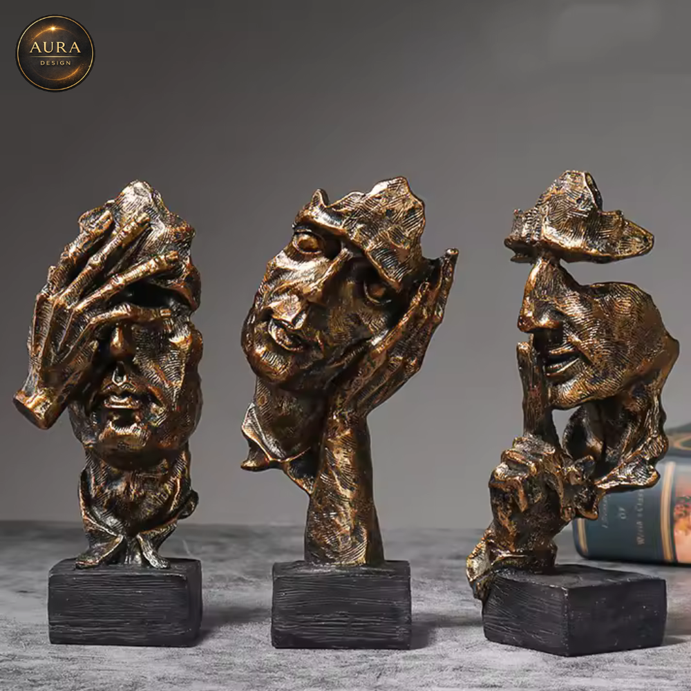 🏛 Modern Decorative Statue Silence 16cm Bronze✨ Collectible Ornament