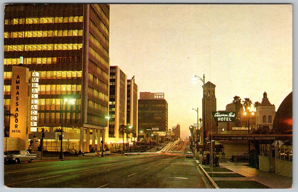 Vtg Postcard Ambassador Hotel Brown Derby Los Angeles, CA 1950s