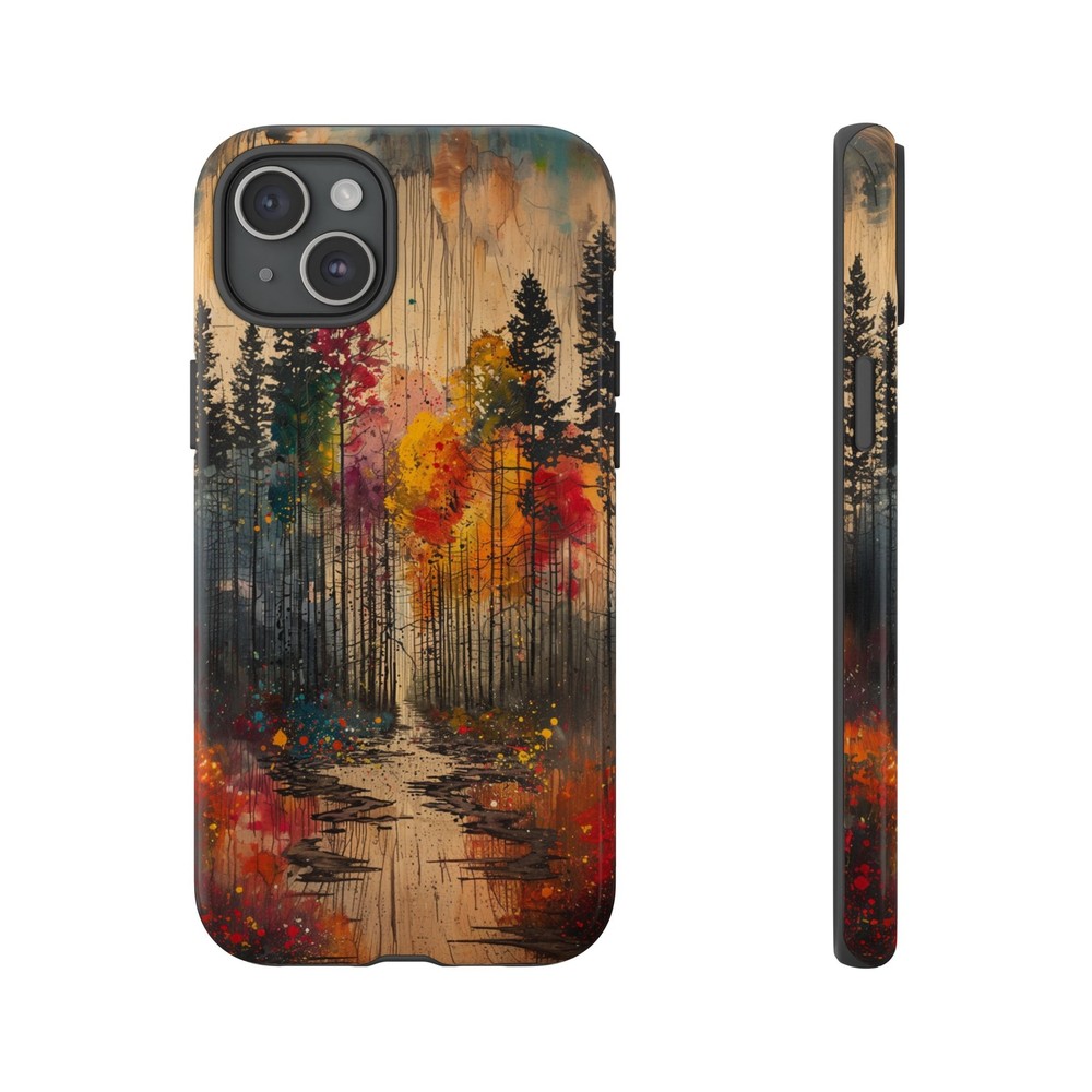 For Galaxy, Pixel, iPhone Case - Abstract Fall Forest Tree Colorful Cover-image