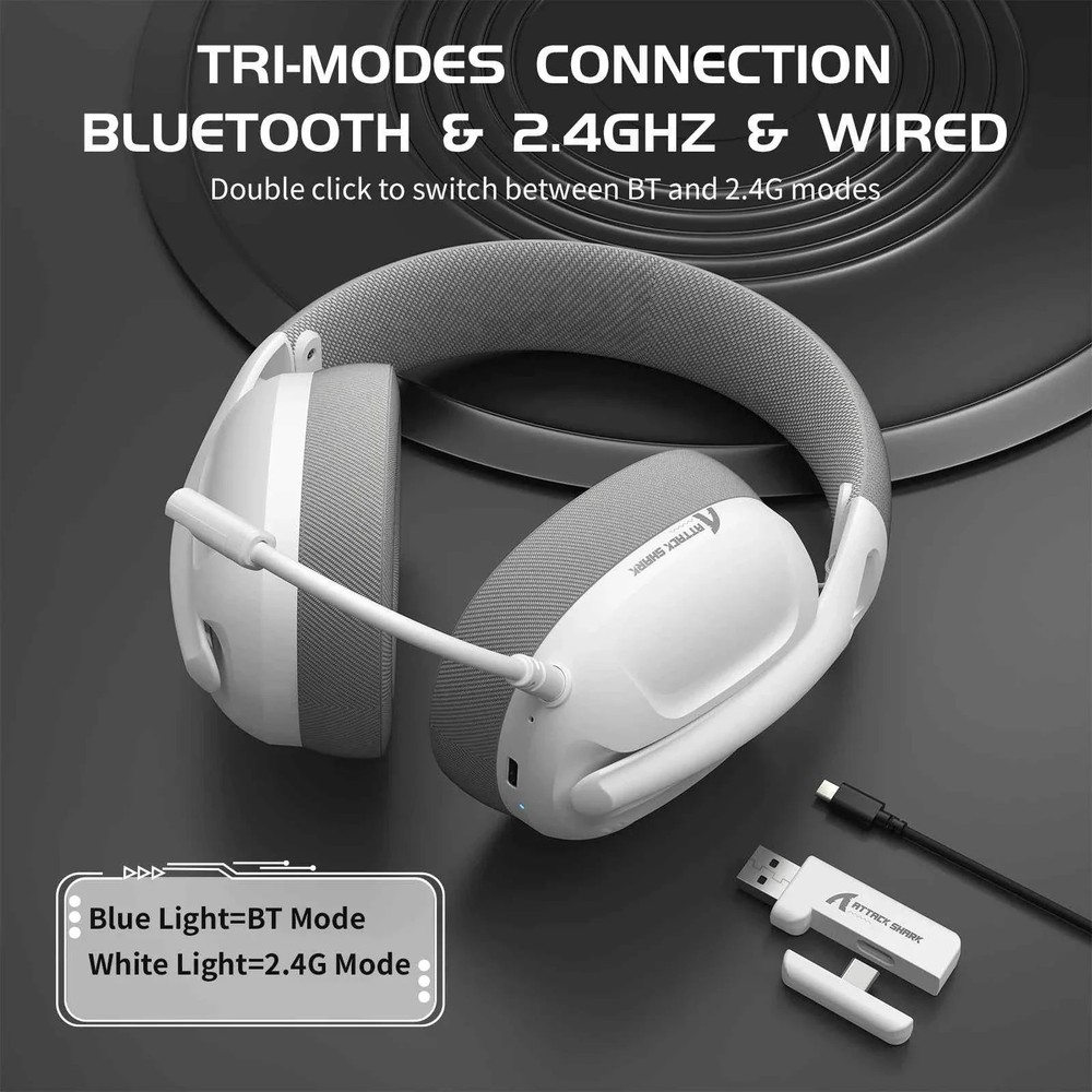 ATTACK SHARK L80 Ultra-Light Tri-Mode Gaming Headset Lightweight Wireless
