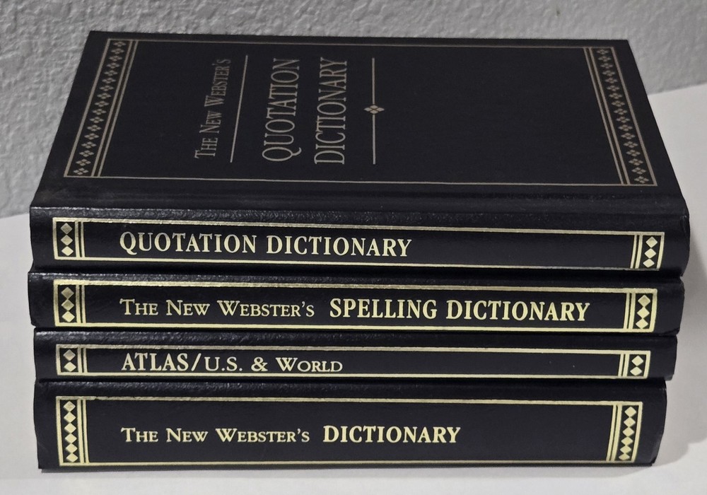 1992 Lot/4 THE NEW WEBSTER'S Desk Set DICTIONARY Atlas SPELLING Quotes EXCELLENT