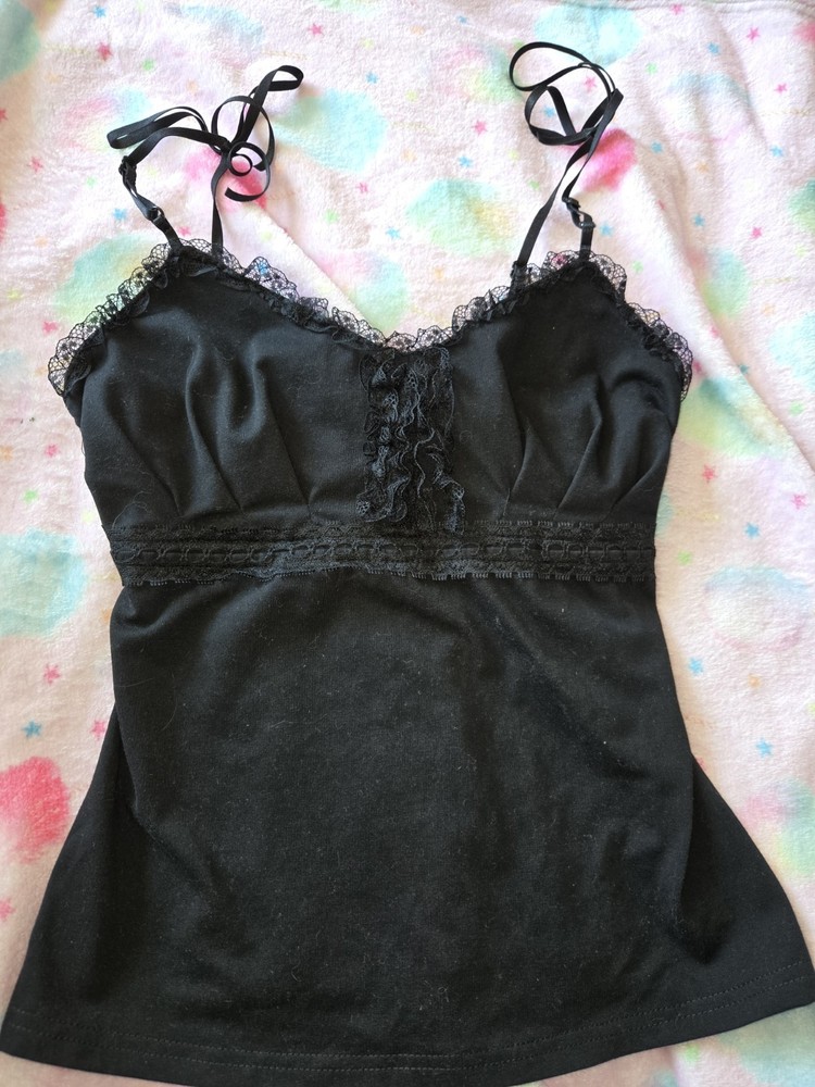 Black Shoujo Girl Tank Top Adjustable Straps Small