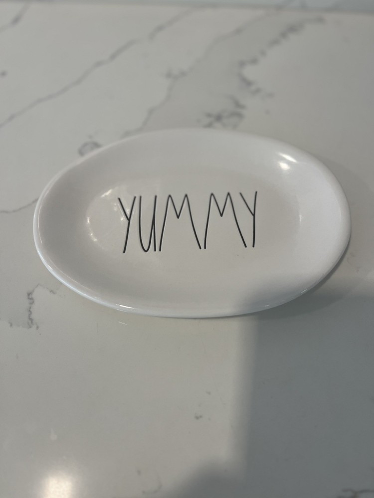 Rae Dunn “YUMMY” Oval Snack Plate – Artisan Collection by Magenta – 8” Ceramic