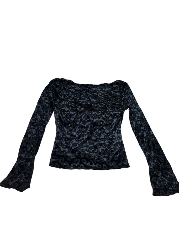 Vintage Candles Black Velvet Floral Burnout Sleeve Off Shoulder Top