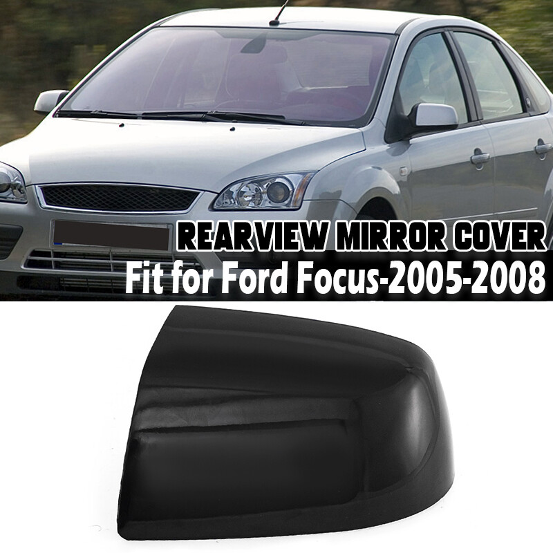 Gloss Black Left Side Wing Mirror Cover Cap Replacement For Ford Focus 2005-2008