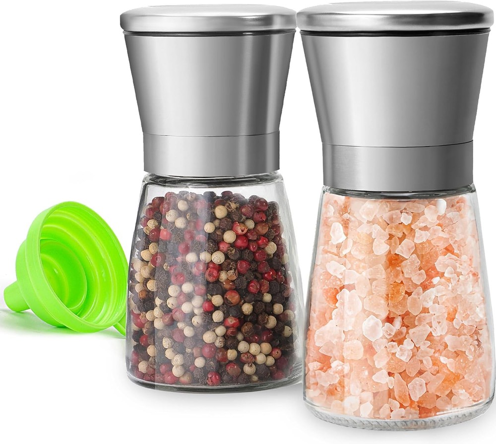 Salt Pepper Grinder Set of 2 Stainless Steel Adjustable Ceramic Mill