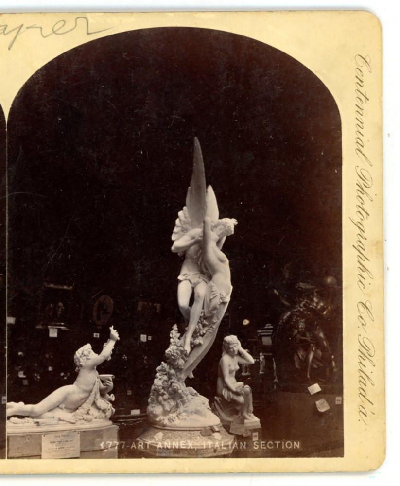 Angels Statues Art Annex Philadelphia Centennial Exposition Stereoview 1876