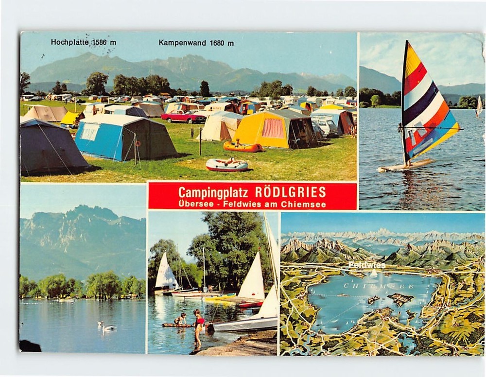 Postcard Campingplatz Rödlgries Übersee Germany