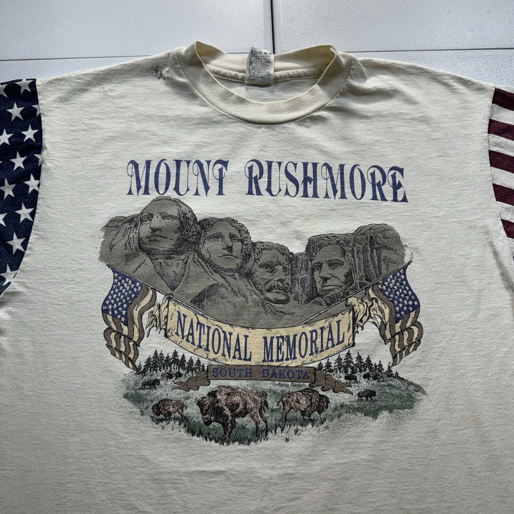 Vintage Mount Rushmore National Memorial T-Shirt Men’s XL White American USA 90s