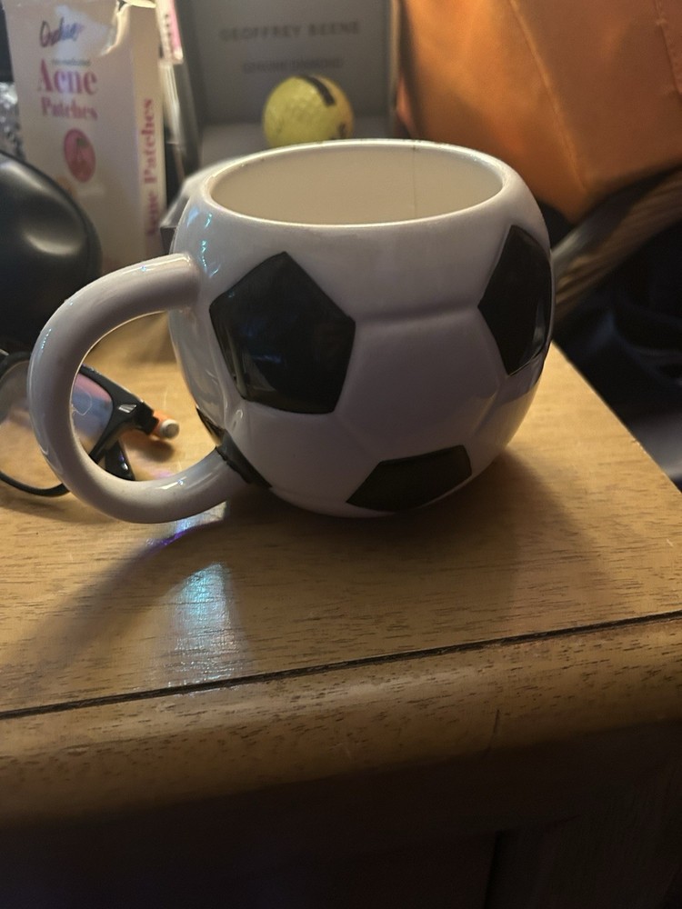 Crafted Imports Soccer Ball Novelty Ceramic Coffee Mug, Black/White, 10 oz