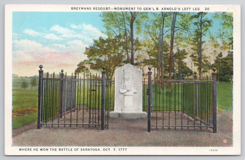 Breyman's Redoubt Monument to Arnold's Leg Saratoga NY Postcard