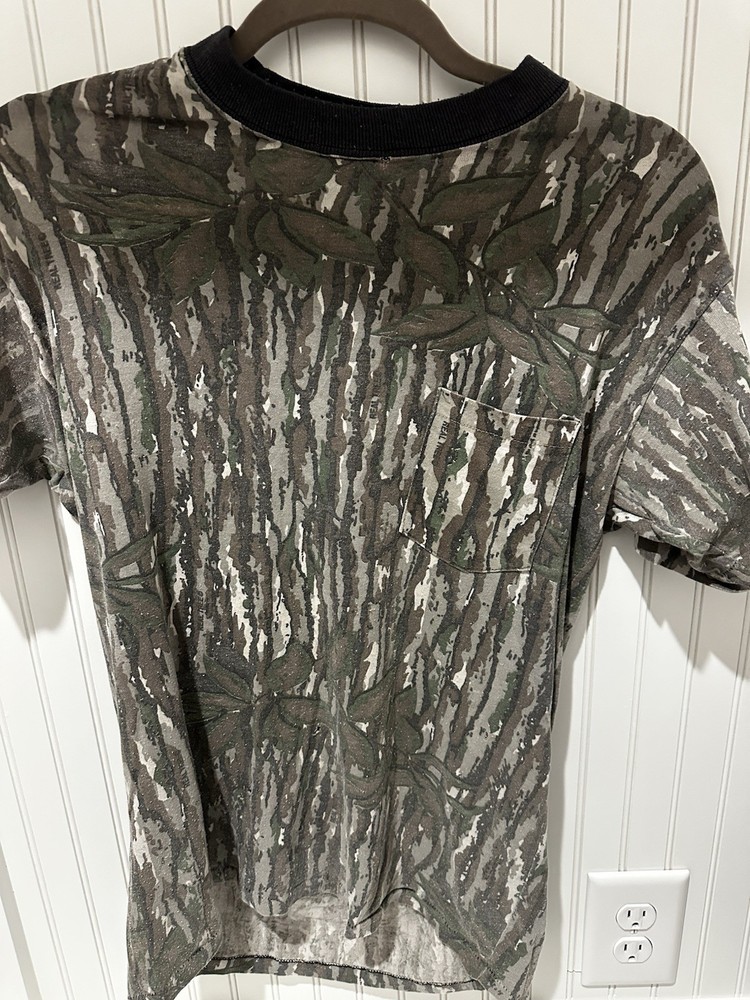 Vintage Tree Camo T Shirt Made In USA Single Stitch Size Small