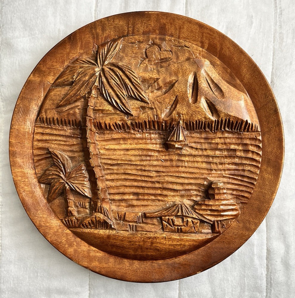 3D Tropical Scene Retro Hawaiian Wall Hanging Tiki Plate