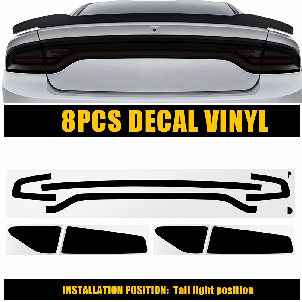 8X Smoke Blackout Tail Light Vinyl Tint Overlay for 2015-2023 Dodge Charger