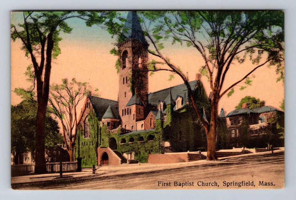 Springfield MA-Massachusetts First Baptist Church Vintage Postcard