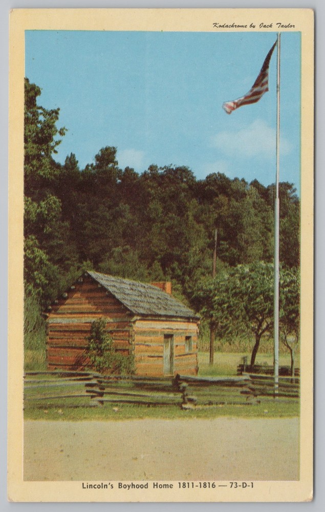 President & Patriotic~Knob Creek Larue County KY~Lincoln Boyhood Home~Vintage PC
