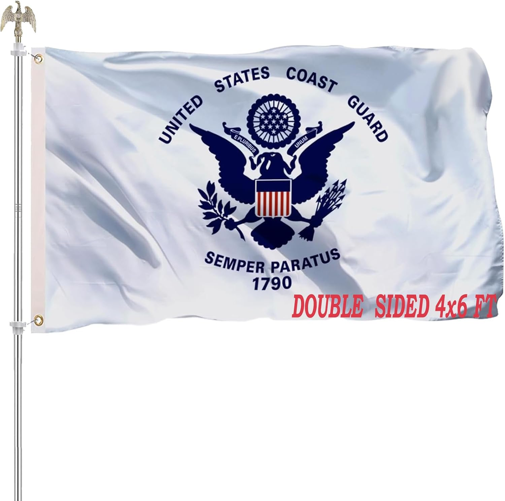 US Coast Guard Flag 4X6 Outdoor Double Sided Vivid Color United States Coast Gua