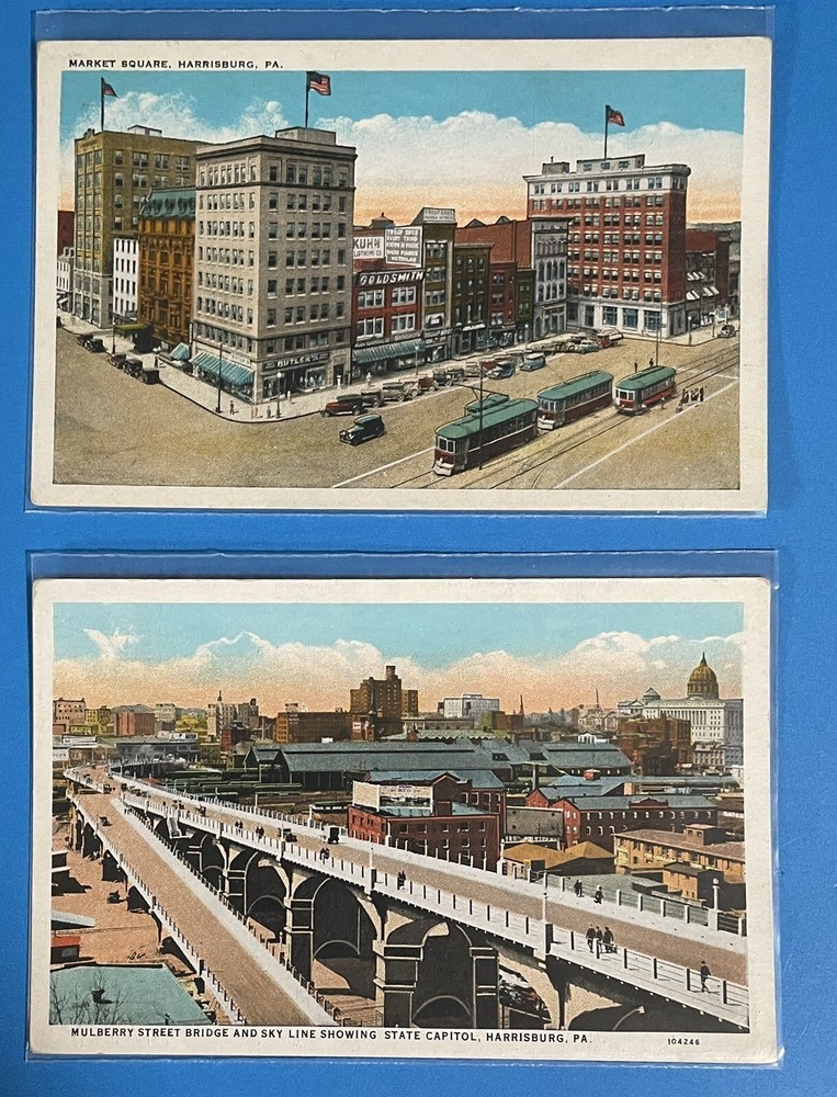 Harrisburg Pennsylvania PA Market Square & Mulberry Bridge Vintage Postcard Lot