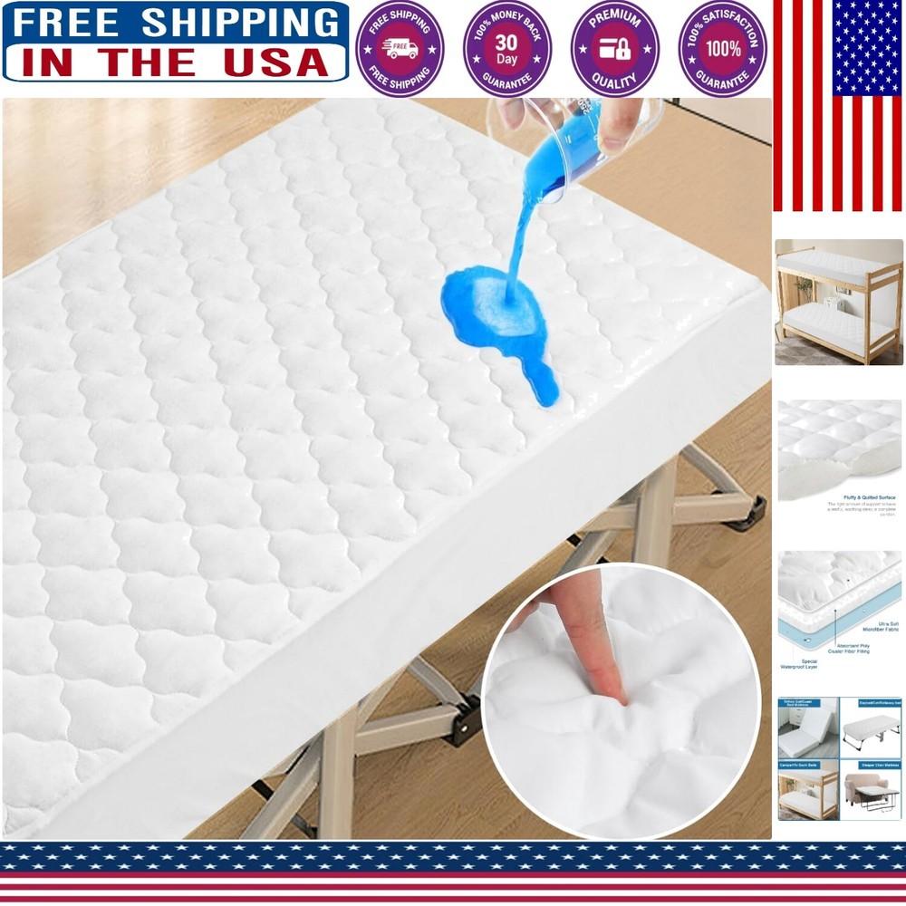 High-Quality Quilted Mattress Protector for Daybeds & Camping Cots (White)