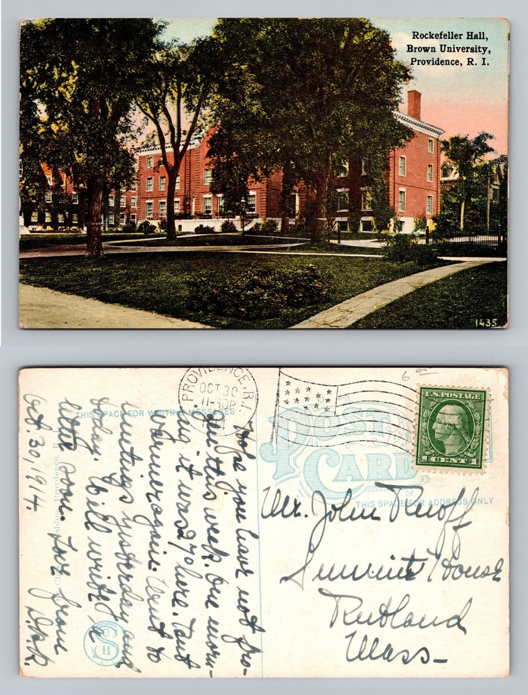 Providence, RI-Rhode Island, Rockefeller Hall Brown c1914 Vintage Postcard