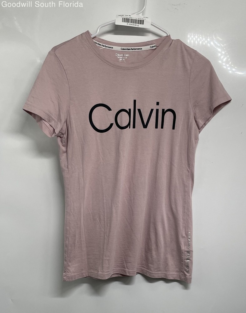 Calvin Klein Womens Pink Short Sleeve Round Neck Pullover T-Shirt Size Small