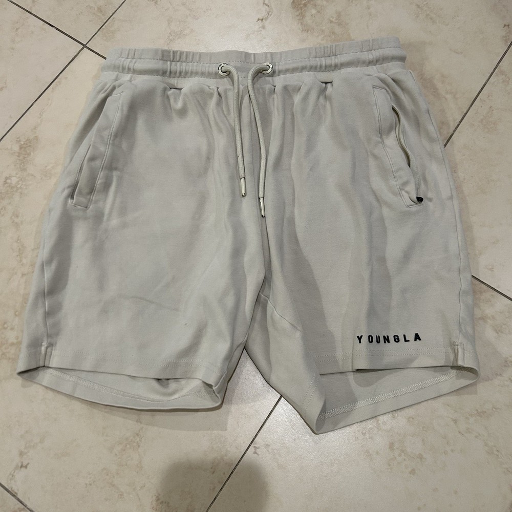 Young LA Shorts ADULT SIZE Large Casual DRAWSTRING  YLA Cotton Stretch